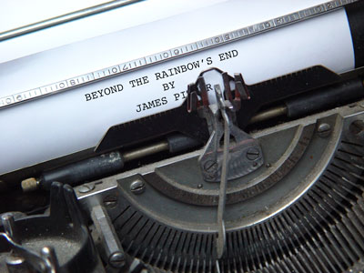 Title page of short story typed on vintage typewriter